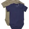 Hot 2-pack kortermet body, Dark Navy Kort | Kortermet Baby Gutt