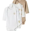 Outlet Nbnbody Bear 3-pack body, Oxford Tan Bodyer Baby Jente | Bodyer Baby Gutt