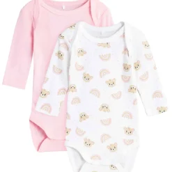 Sale Teddy 2-pack body, orchid pink Bodyer Baby Jente
