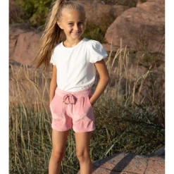 Online Hermine velour shorts til barn, Coral pink Shortser Jente 8-16 År | Shortser Baby Gutt