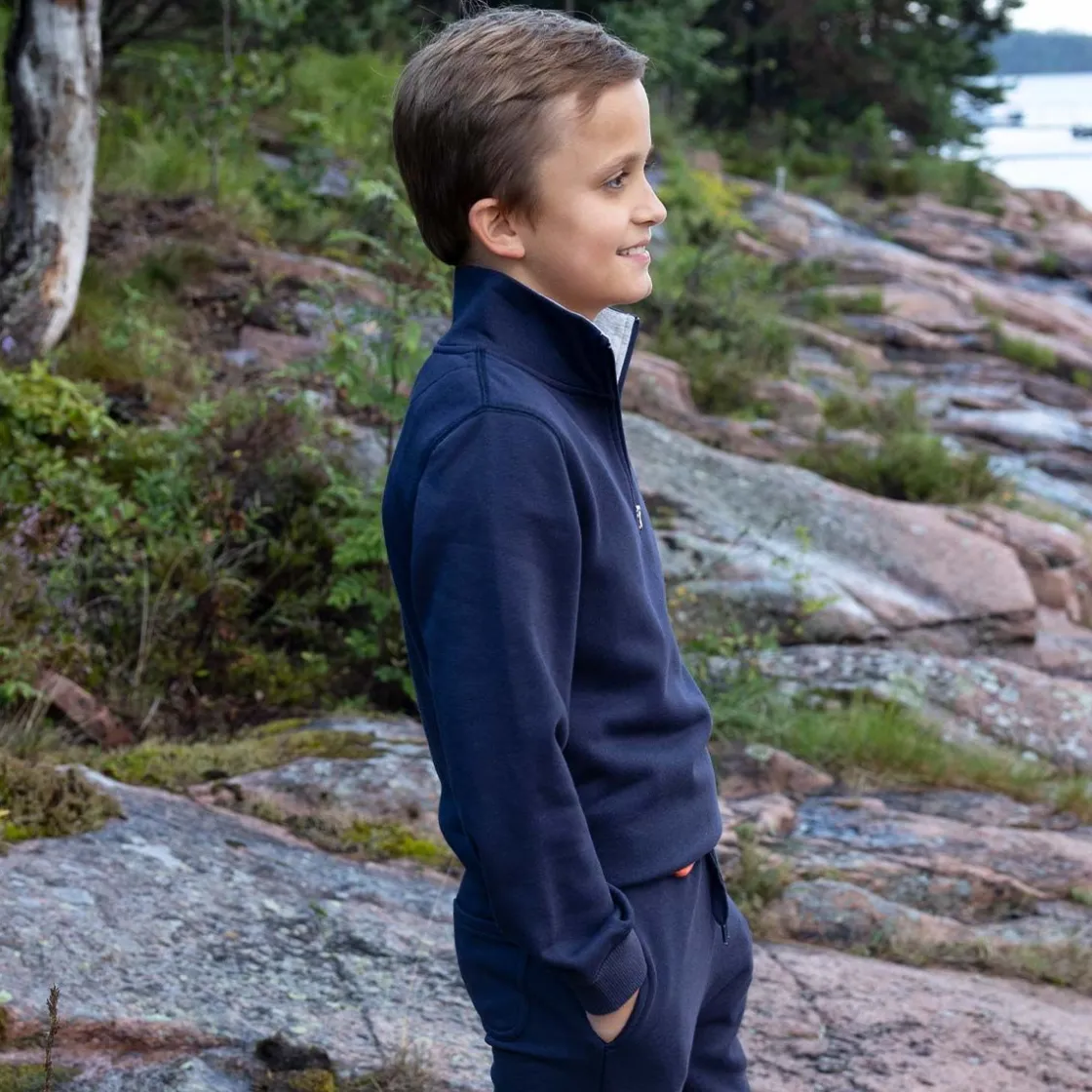 Hot Snorre half-zip genser til barn, navy Penklær Gutt 8-16 År | Penklær Baby Gutt