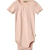 Fashion Edna rib kortermet body, powder Kortermet Baby Jente | Bodyer Baby Jente