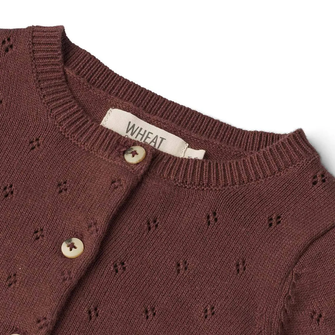 Best Maia strikket cardigan til baby, aubergine Penklær Baby Jente | Penklær Baby Gutt