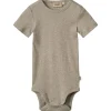 Discount Timo rib kortermet body, gravel melange Kort | Kortermet Baby Gutt